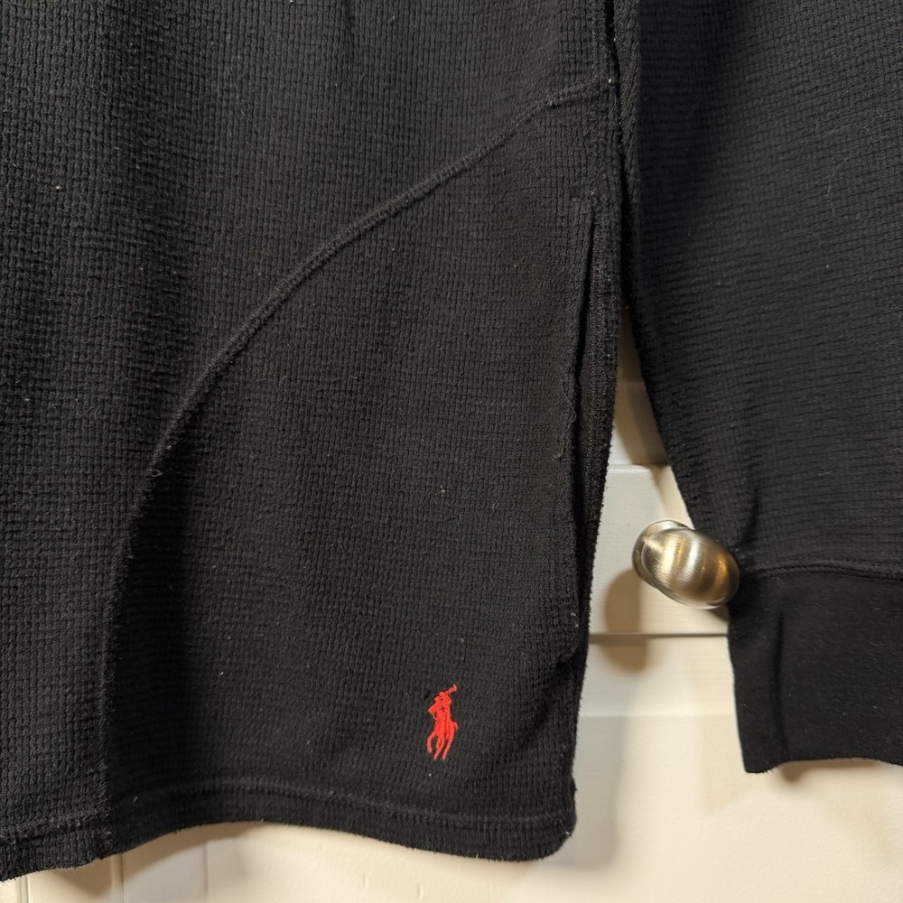 Polo Ralph Lauren Men's Long Sleeve Thermal Hoodie Pockets Outdoor Black Large‎ - Picture 3 of 6